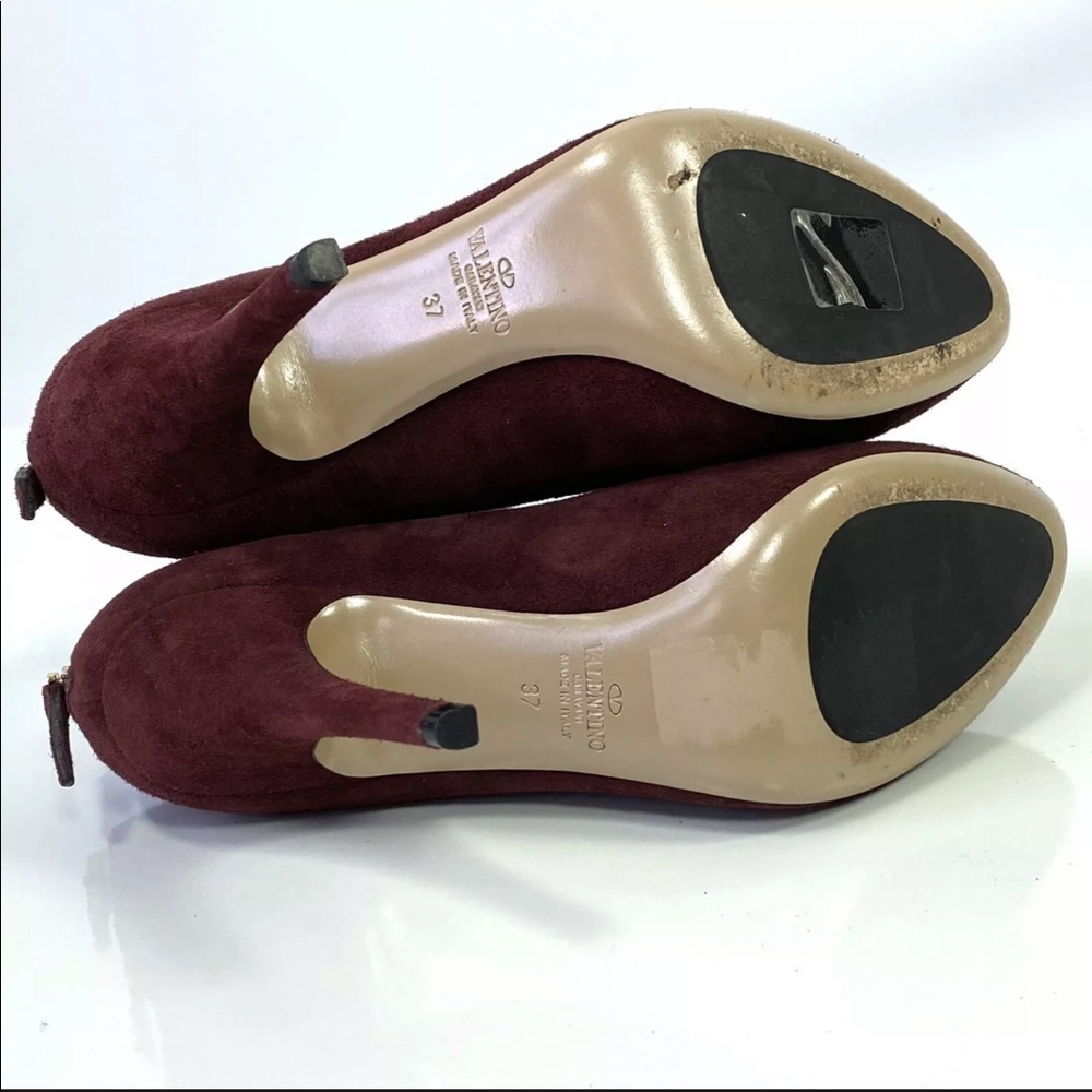 Valentino Burgundy Suede High Heel Ankle Booties - Picture 7 of 14